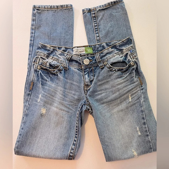 Aeropostale BAYLA denim skinny blue jeans sz 0 regular 100% cotton Distressed - Picture 1 of 9